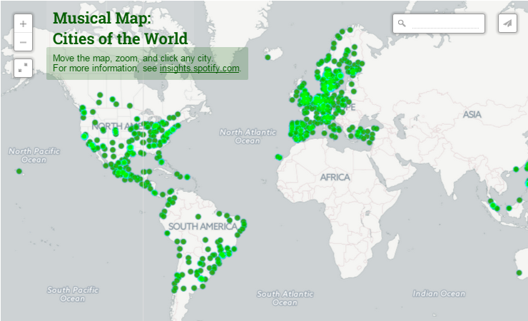 mapa interactivo tendencias musicales por ciudades