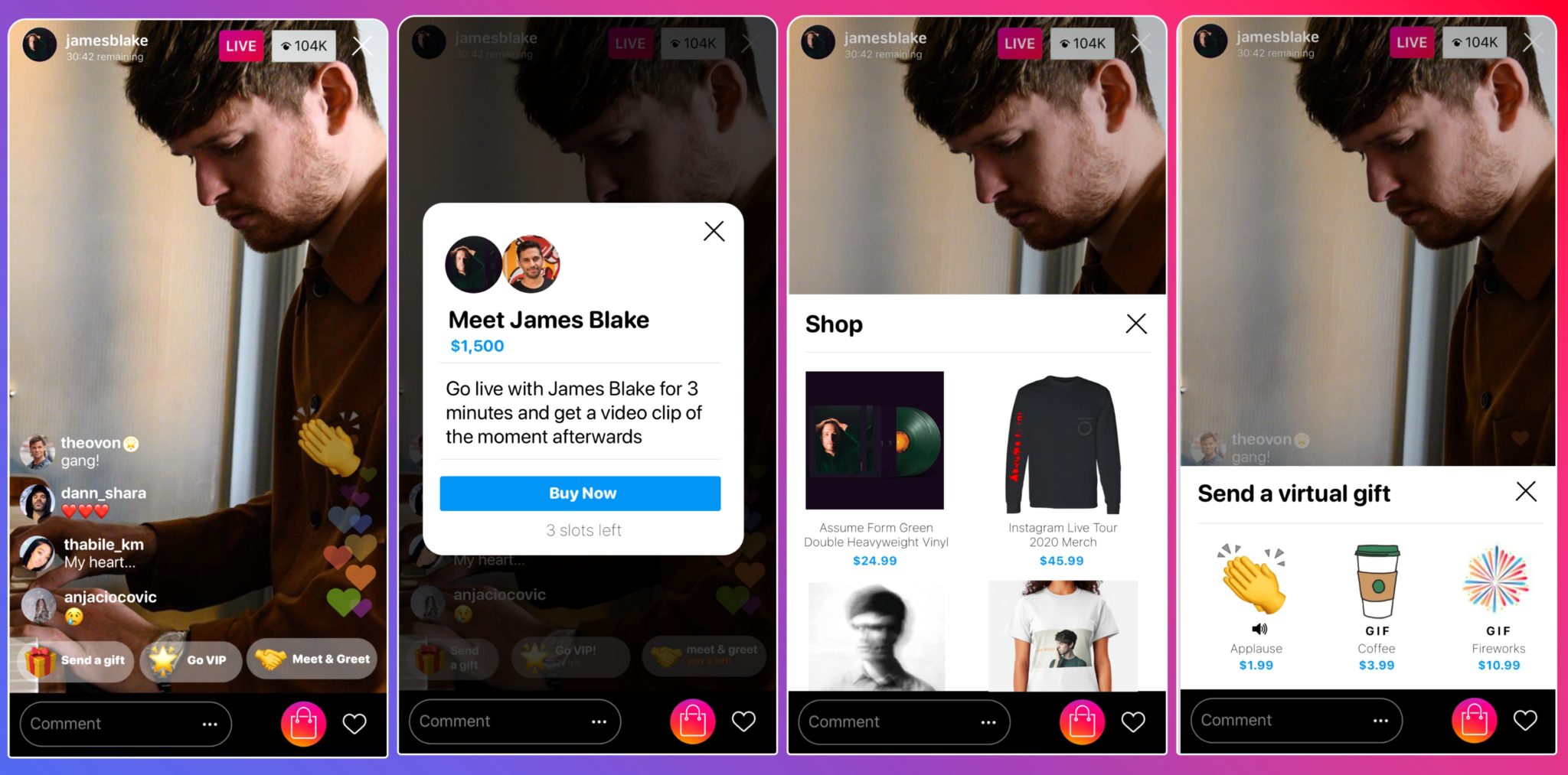 instagram planes monetizar live artistas